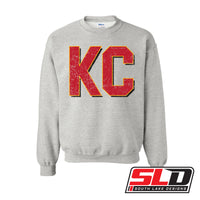 KC Distressed Crewneck Sweatshirt - Ash Grey